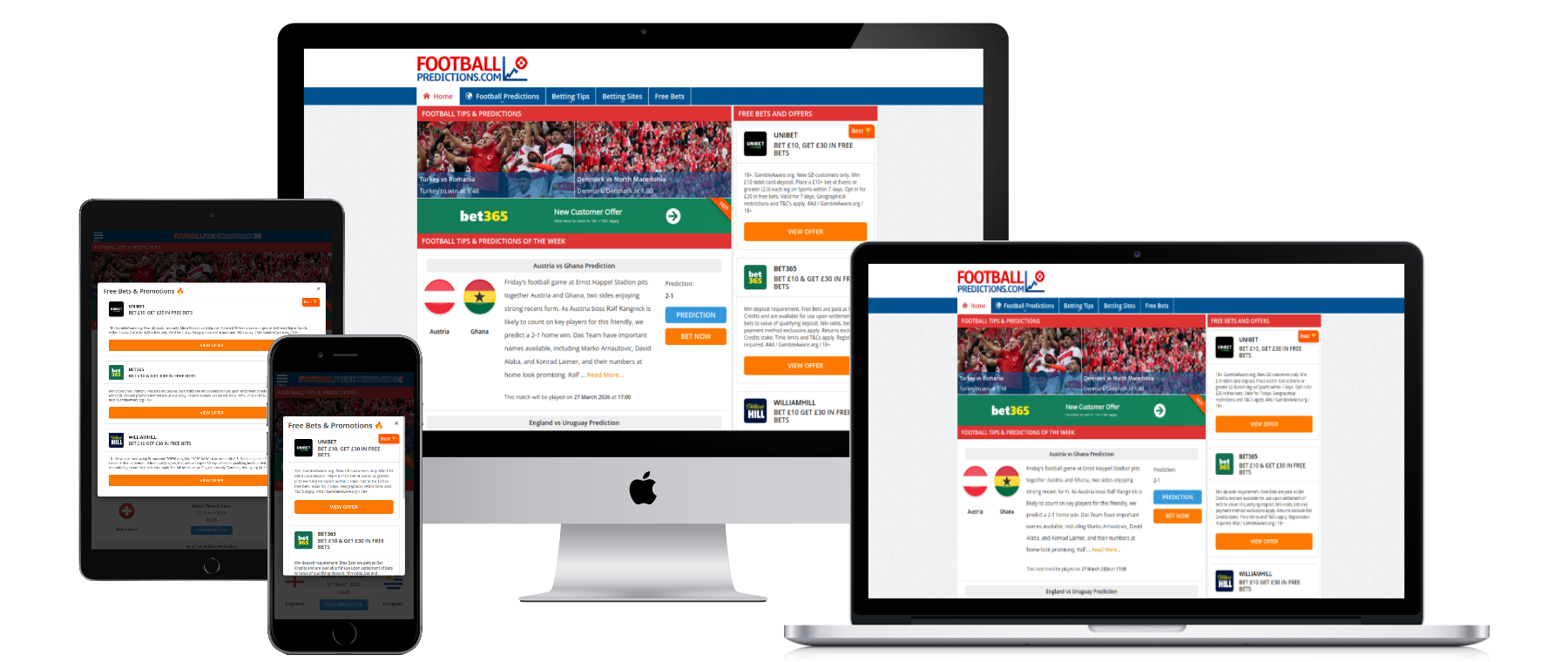 footballpredictions.com on different devices